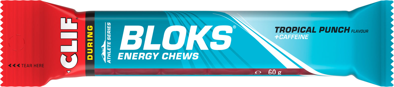 Clif Bar Bloks Energy Chews - Tropische Früchte + Koffein Energy Gums Auf und Davon Outdoor Equipment