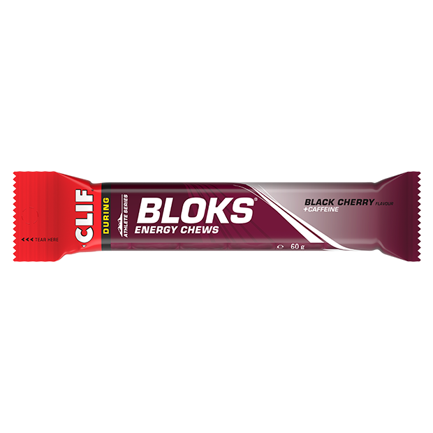 Clif Bar Bloks Energy Chews - Schwarzkirsche + Koffein Energie Gums Auf und Davon Outdoor Equipment