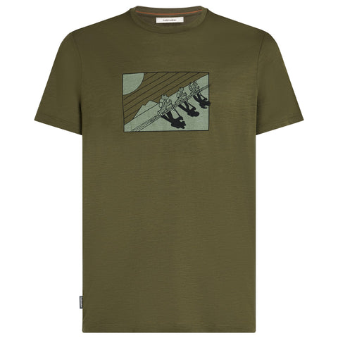 icebreaker Men's Merino 150 Tech Lite T-Shirt Wild Pack | Merinoshirt loden Skitour Print Auf und Davon Outdoor Equipment