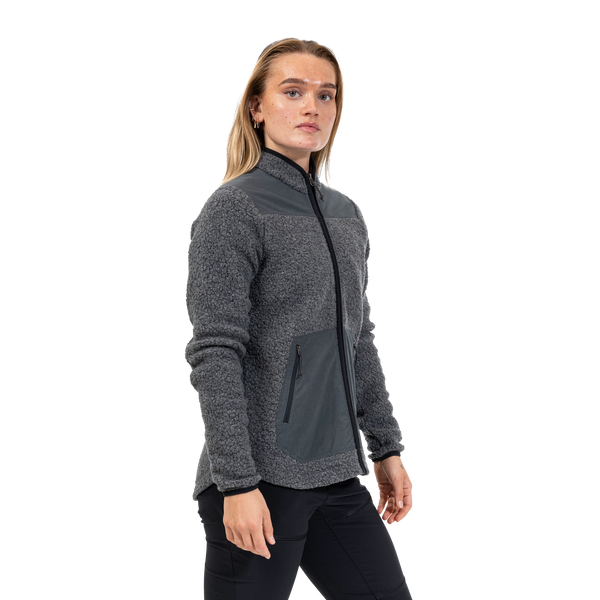 Bergans Nordmarka ReWool Pile Midlayer Jacket Women solid dark grey/dark shadow grey Wolljacke grau Auf und Davon Outdoor Equipment