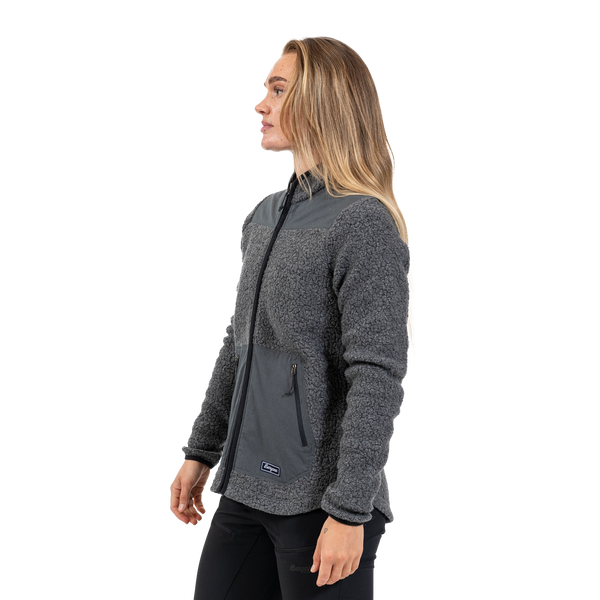Bergans Nordmarka ReWool Pile Midlayer Jacket Women solid dark grey/dark shadow grey Wolljacke grau Auf und Davon Outdoor Equipment