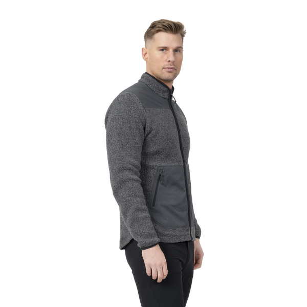 Bergans Nordmarka ReWool Pile Midlayer Jacket Men solid dark grey/dark shadow grey Wollpullover Herren Zipper Auf und Davon Outdoor Equipment