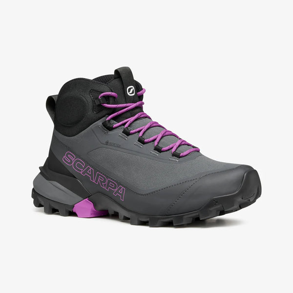 scarpa Ribelle Cross 2 Mid GTX Women's Wanderschuhe dark gray/purple wasserdicht leicht Auf und Davon Outdoor Equipment