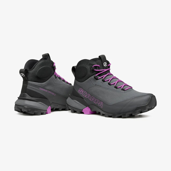 scarpa Ribelle Cross 2 Mid GTX Women's Wanderschuhe dark gray/purple wasserdicht leicht Auf und Davon Outdoor Equipment