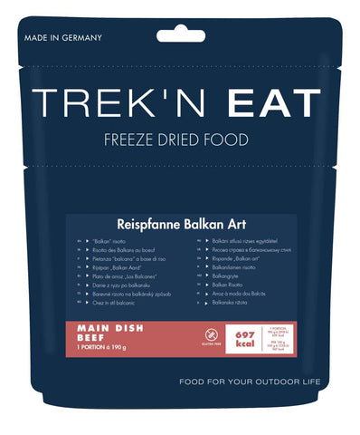 trek' n eat Reispfanne Balkan Art - Outdoor Essen gefriergetrocknete Hauptmahlzeit Auf und Davon Outdoor equipment